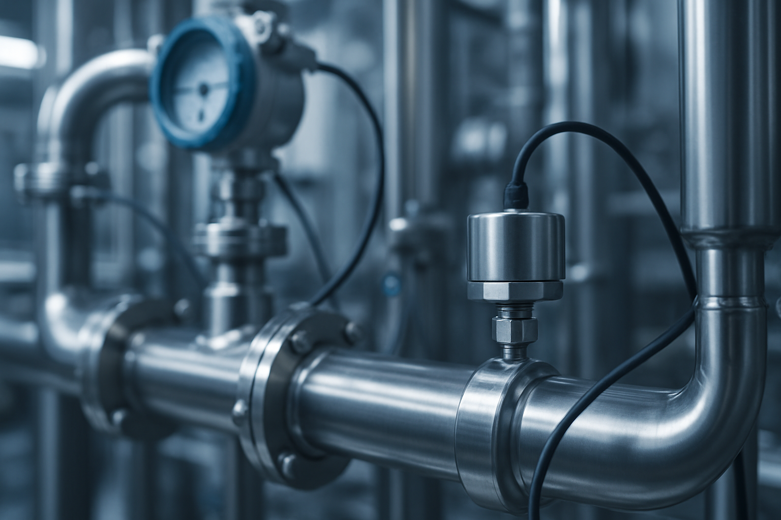 Industrial sensors and pipework feeding data into a digital system